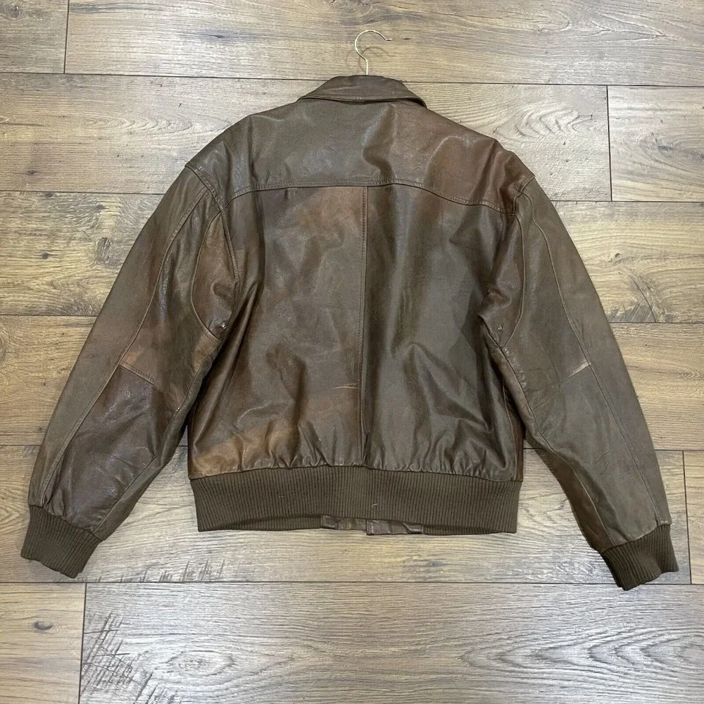 Bechamel Brown Leather Bomber Jacket - Picture 11 of 14